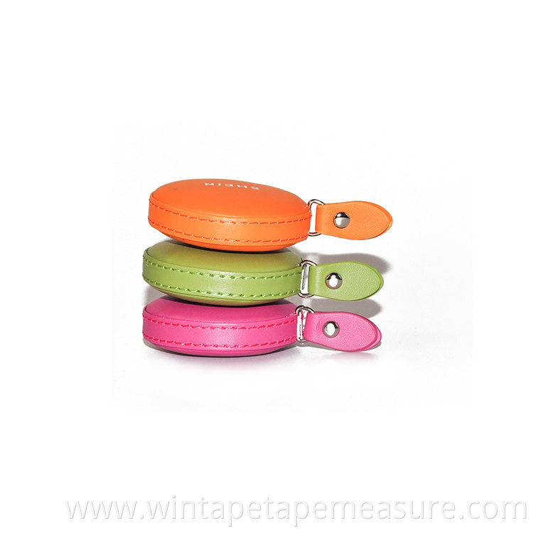 Custom Color Round PU Leather Tape Measure Retractable Measuring Tape